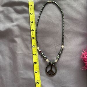 Metalic Beaded Peace Necklace